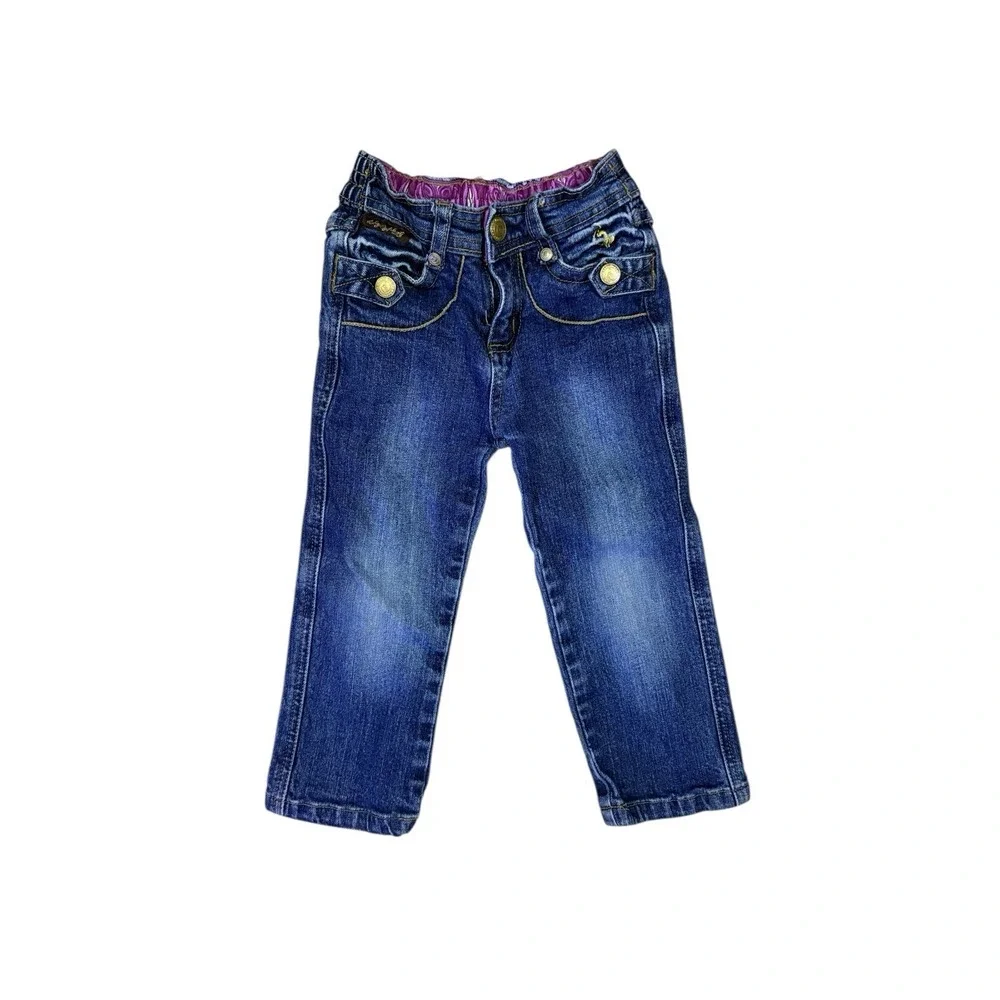 Baby Phat Girls Jeans Sz 2t Blue Stretch Waist VINTAGE